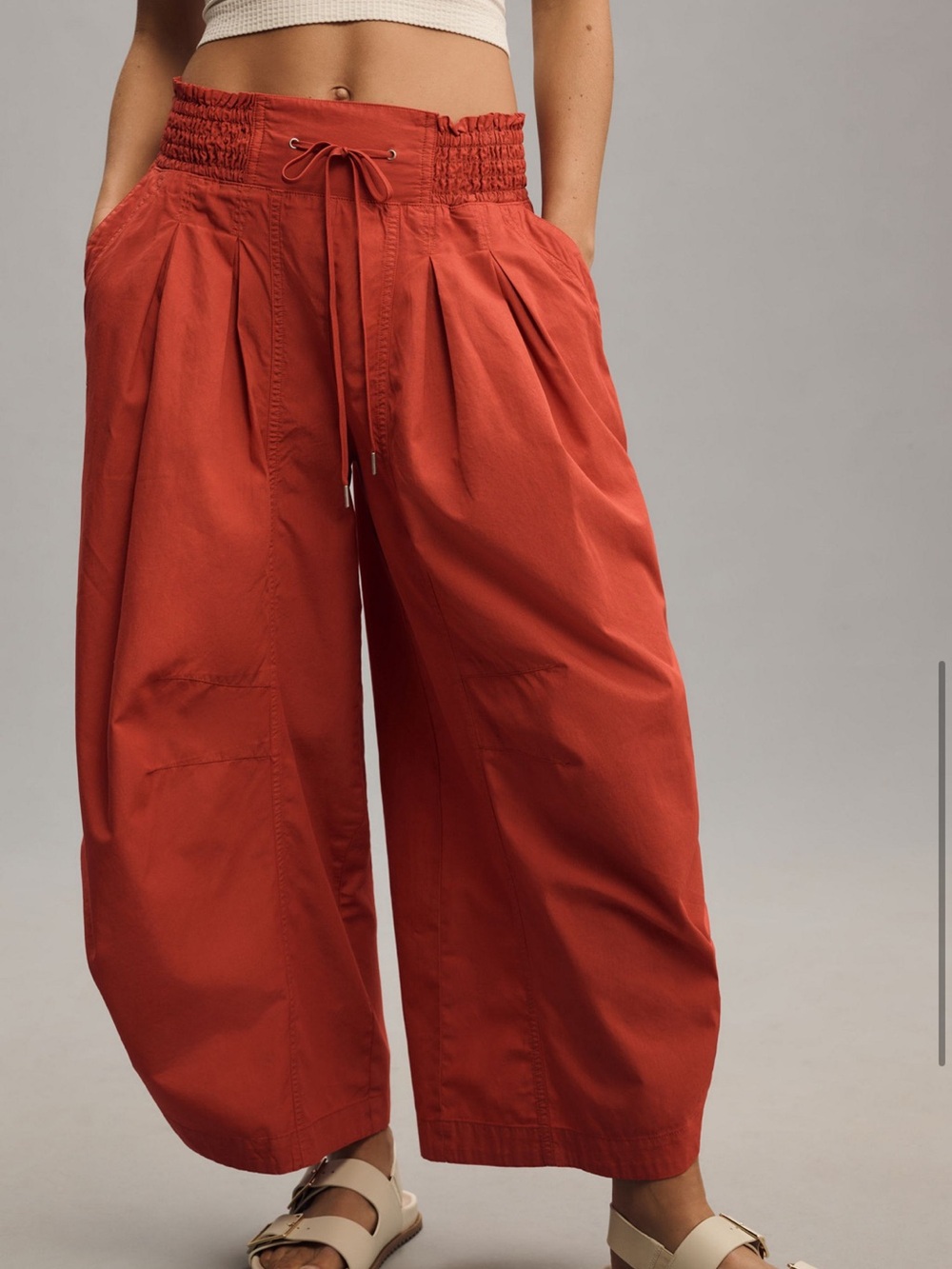 Anthropologie Ruched Hem Poplin Parachute Pants Size Small
